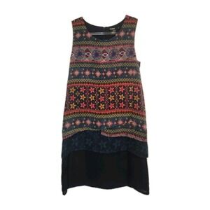 Desigual Women's Loose Layered Jonatan Dress Navy Blue Size 36 (US XS)‎ Colorful